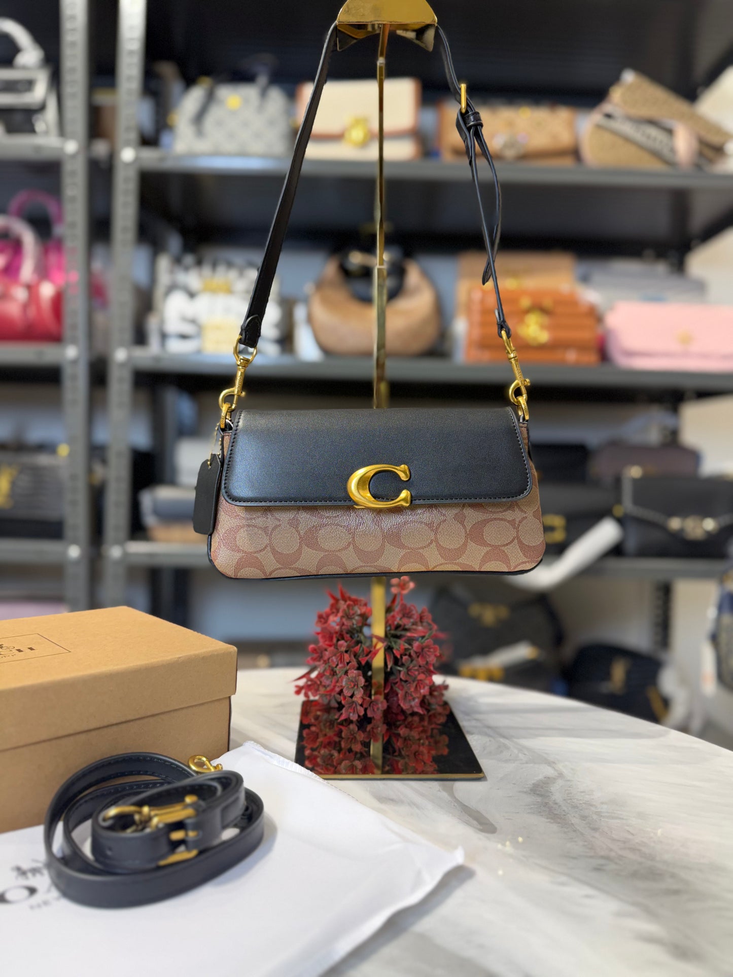 CH imported Shoulder Bag With OG Box & Dust Bag ( C Black Apricot )