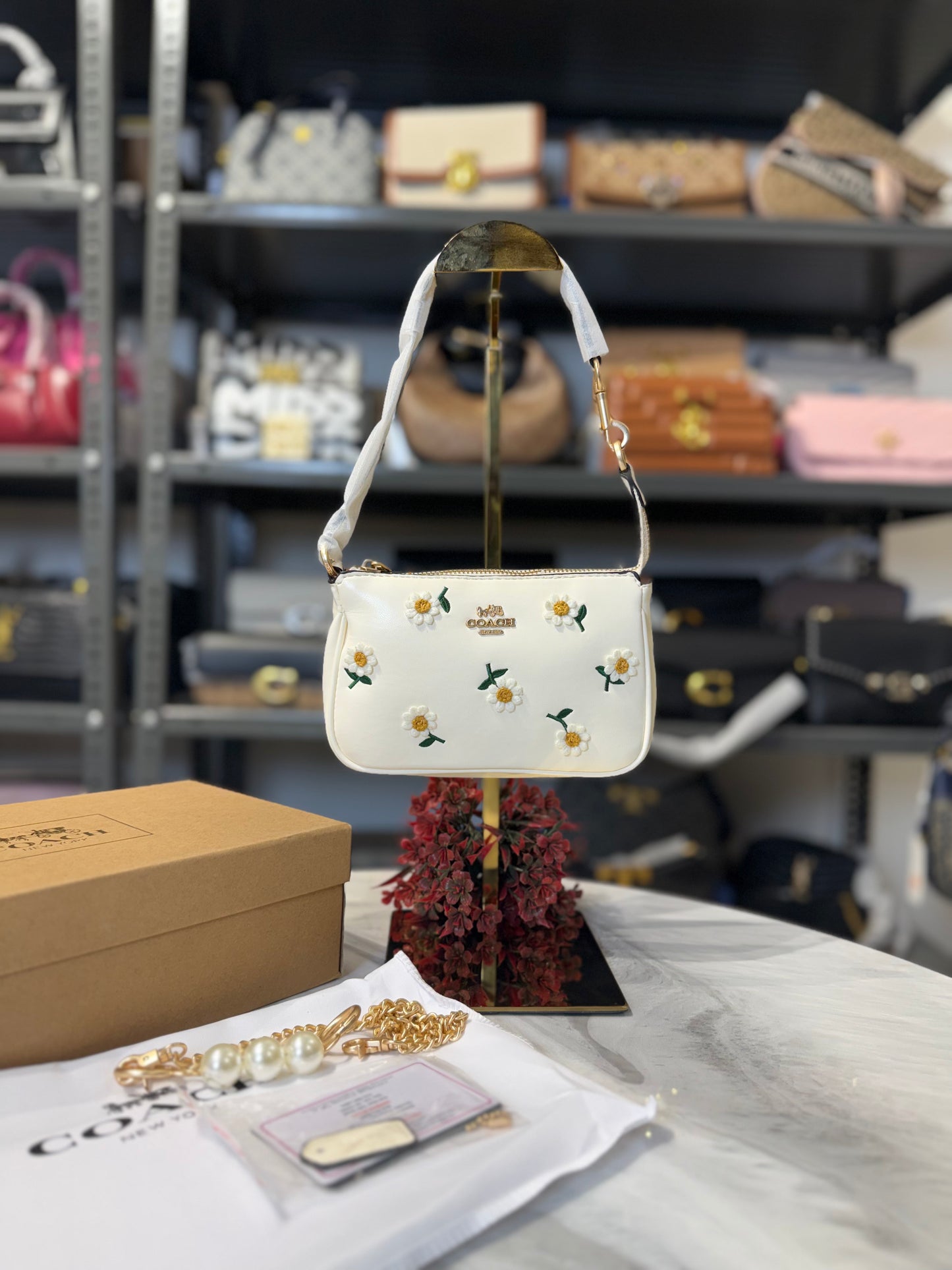 CH Floral Sling Bag With OG Box & Dust Bag ( White )