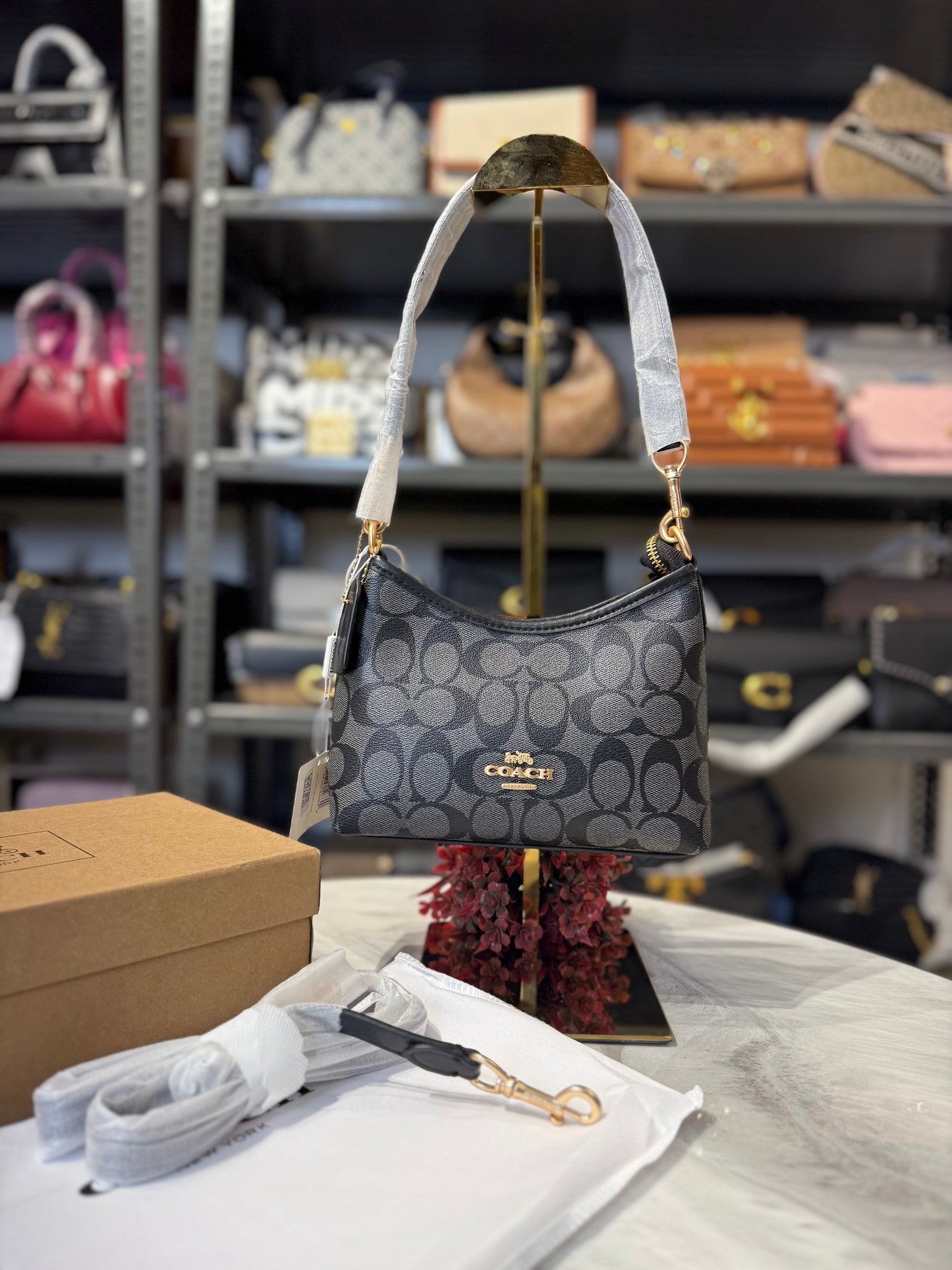 CH Laurel Sling Bag With OG Box & Dust Bag ( Black Black )