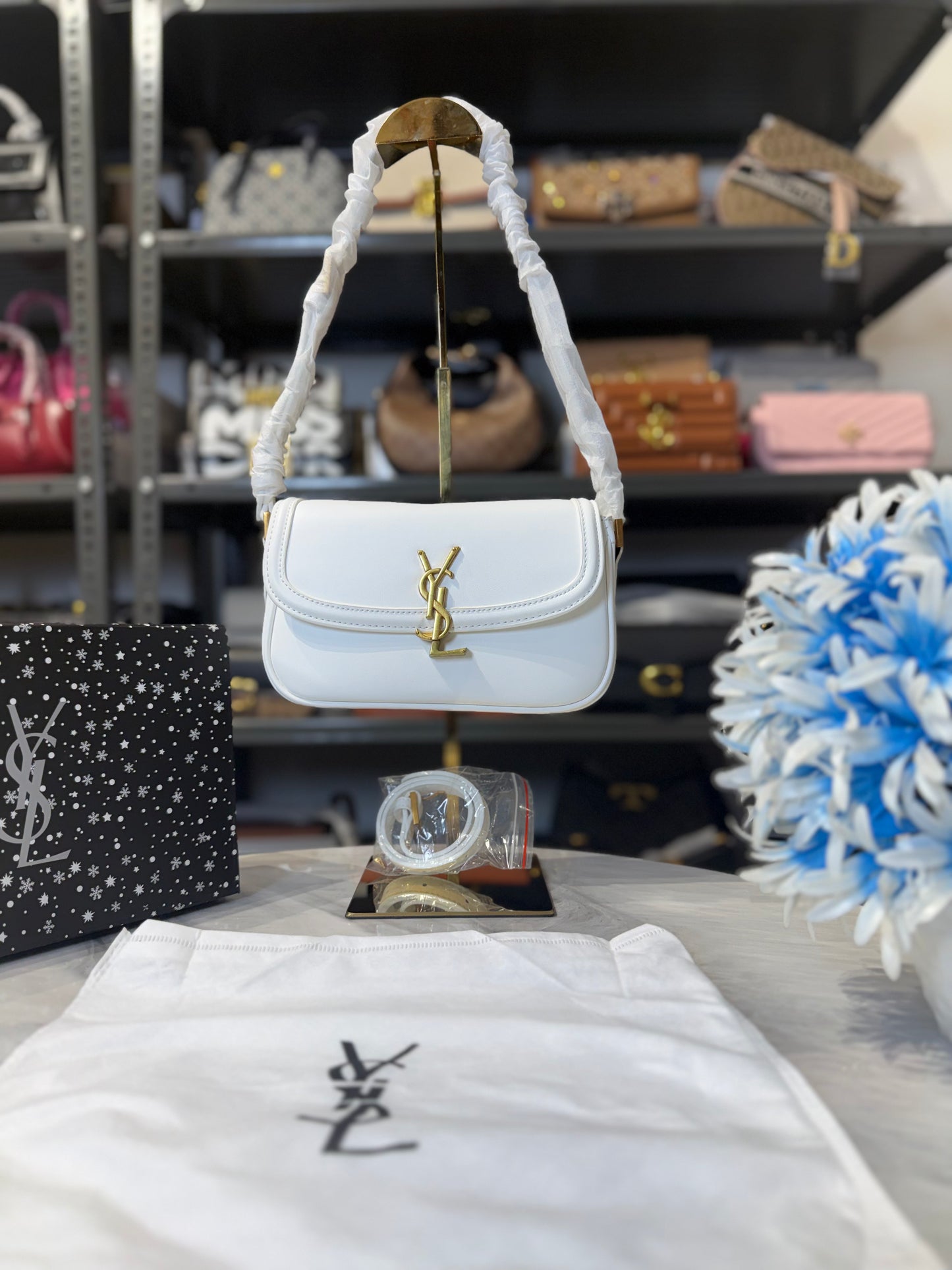 Ysl Solferino Shoulder Bag With OG Box & Dust Bag ( White )