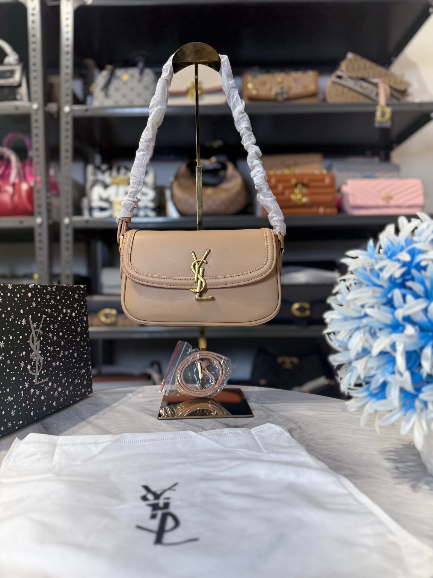 Ysl Solferino Shoulder Bag With OG Box & Dust Bag ( Apricot )