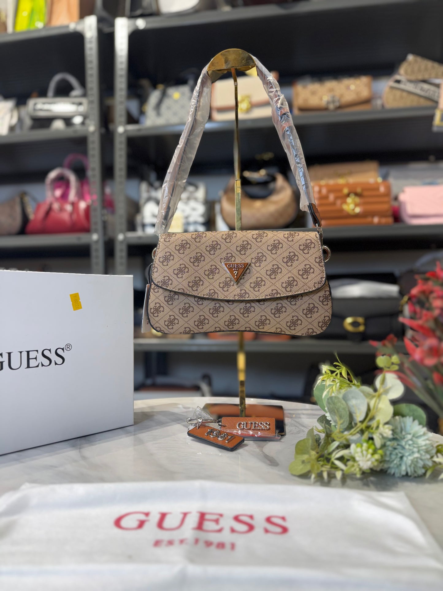 GS Cordelia Luxury Shoulder Bag With OG Box & Dust Bag ( APRICOT)