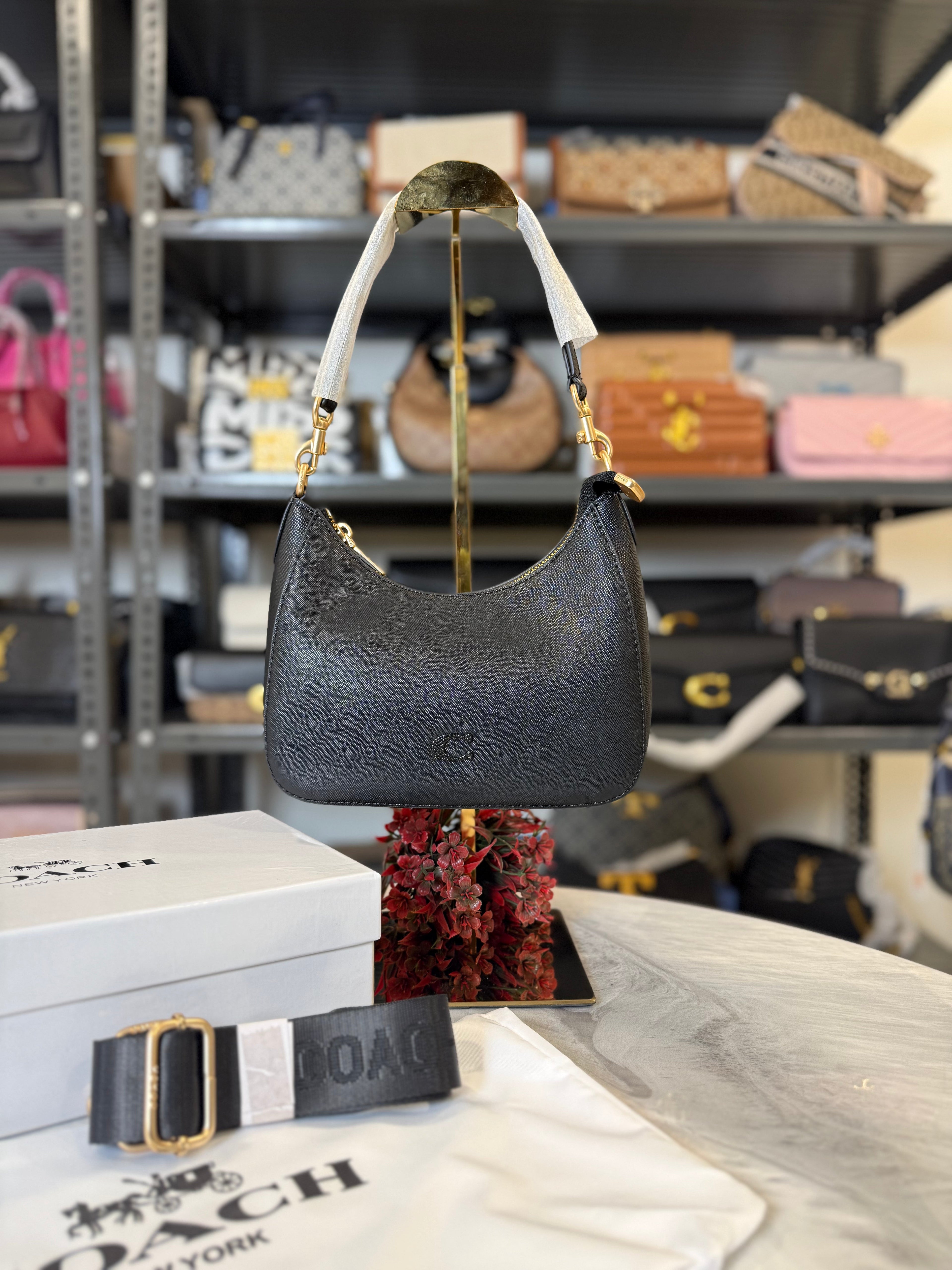 CH Teri Moon Shoulder Bag With OG Box & Dust Bag ( FULL BLACK )