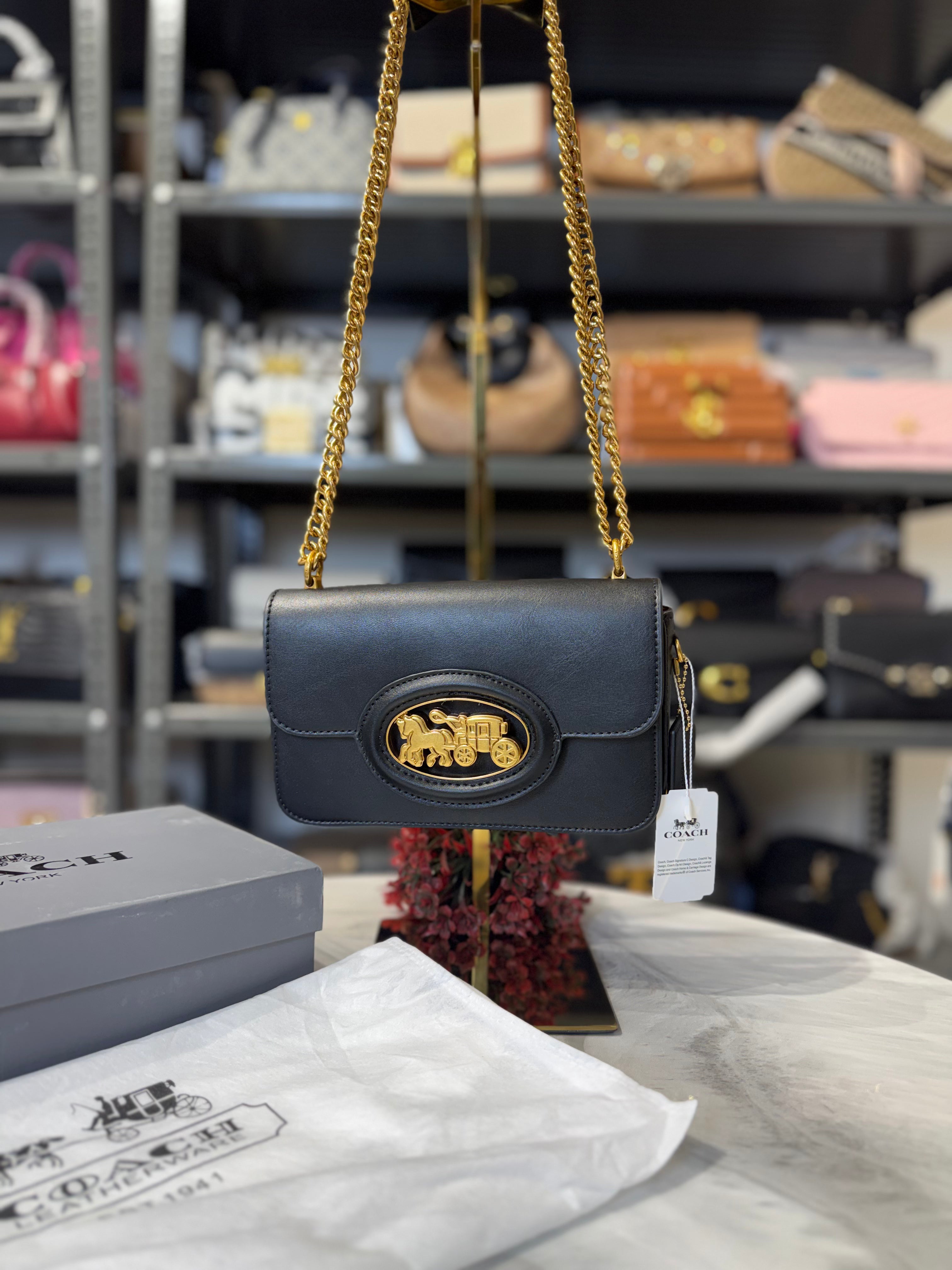 CH HERO Horse and Carriage Print Shoulder Bag With OG Box & Dust Bag ( Black )