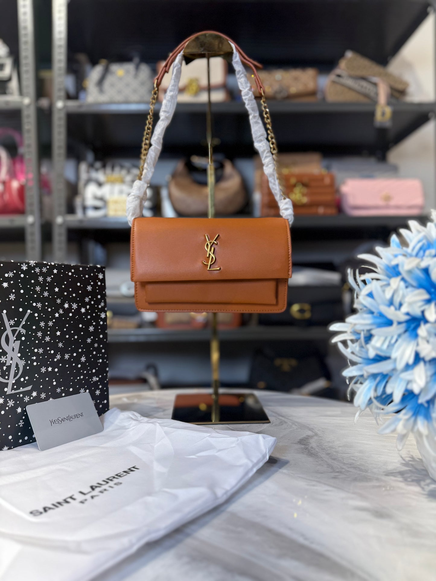 Ysl Sunset Shoulder Bag With OG Box & Dust Bag ( Brown )