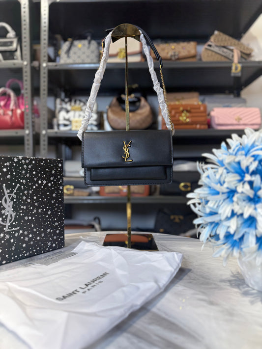 Ysl Sunset Shoulder Bag With OG Box & Dust Bag ( Black )