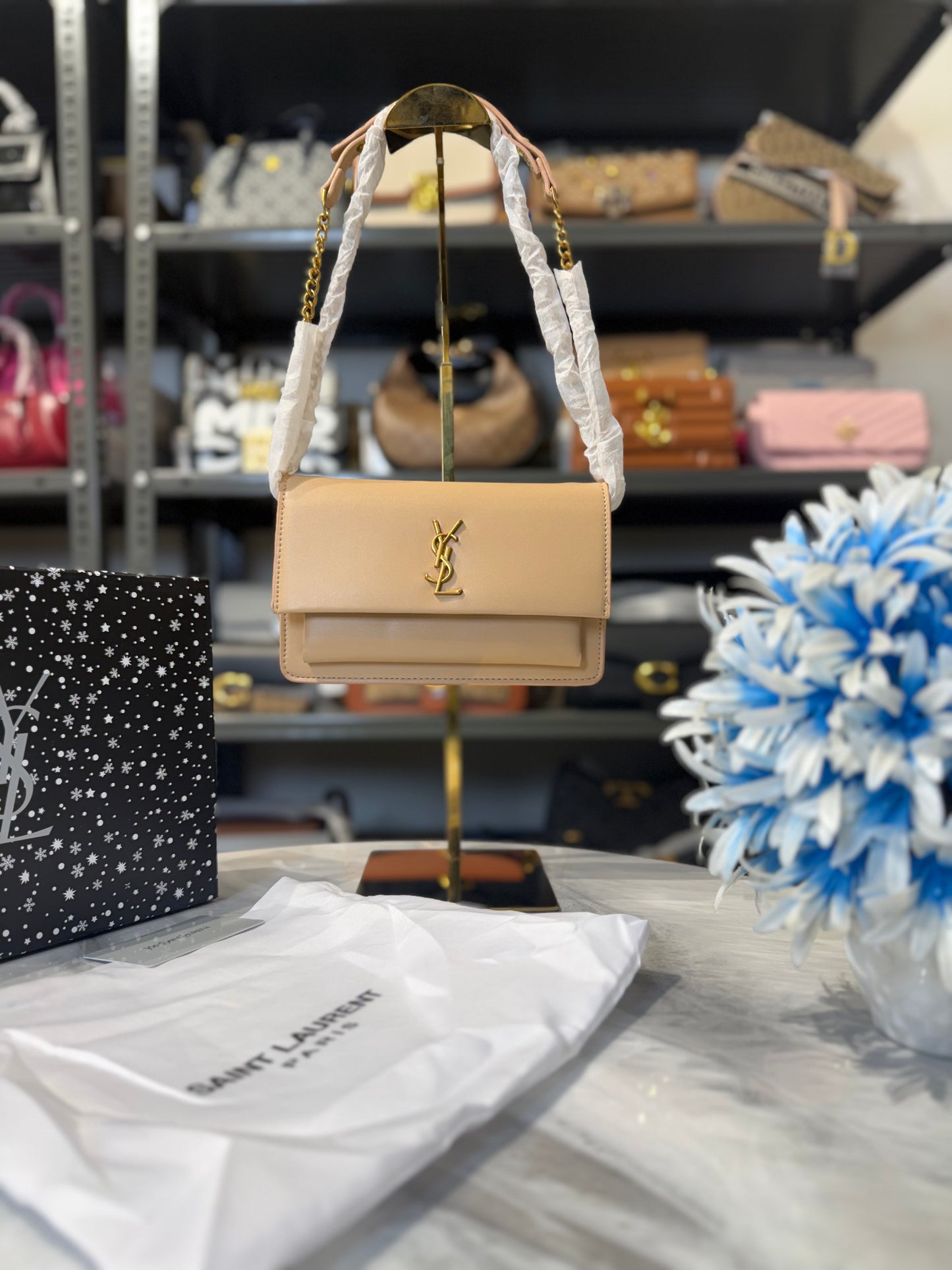 Ysl Sunset Shoulder Bag With OG Box & Dust Bag ( Apricot )