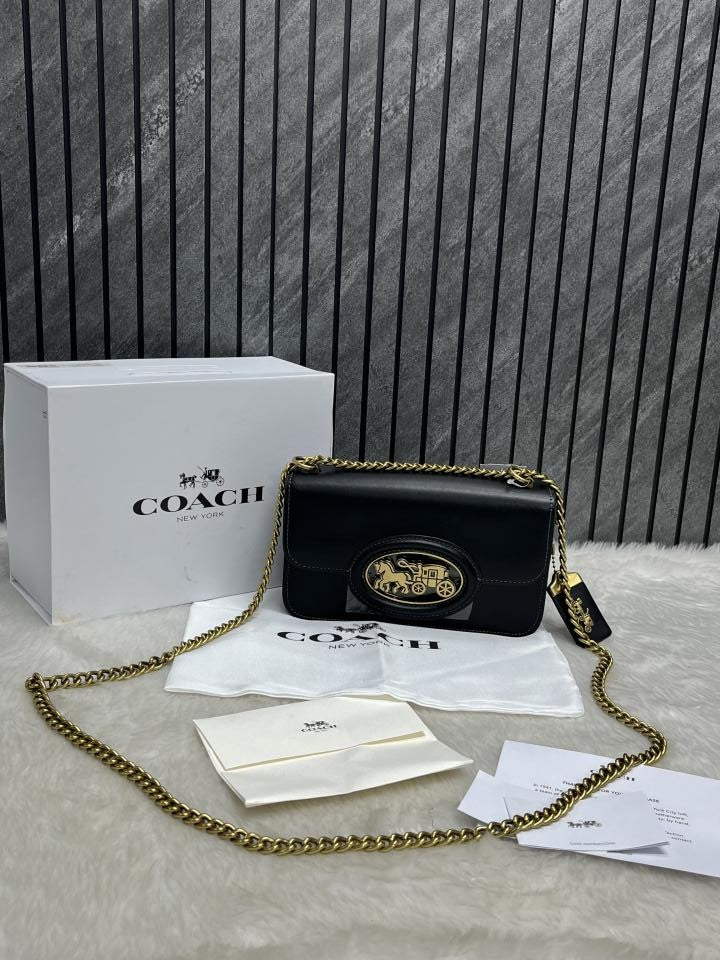 CH HERO Horse and Carriage Print Shoulder Bag With OG Box & Dust Bag ( Black )