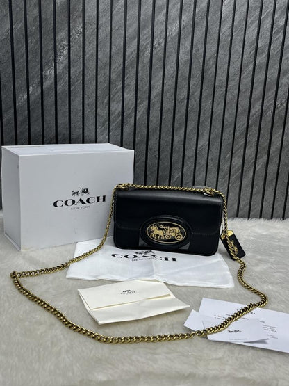 CH HERO Horse and Carriage Print Shoulder Bag With OG Box & Dust Bag ( Black )