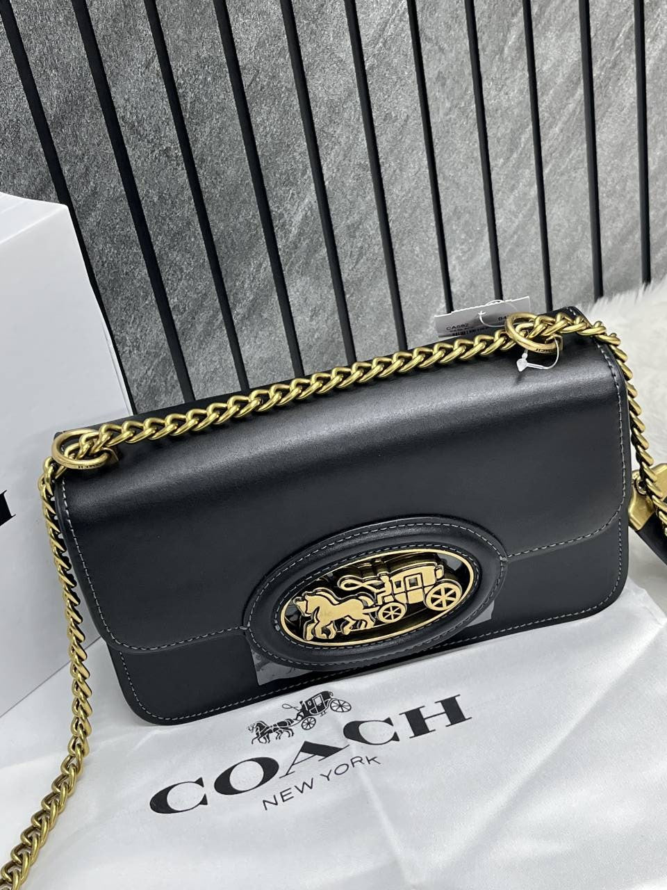 CH HERO Horse and Carriage Print Shoulder Bag With OG Box & Dust Bag ( Black )