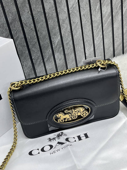 CH HERO Horse and Carriage Print Shoulder Bag With OG Box & Dust Bag ( Black )