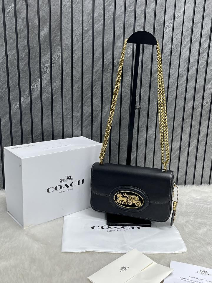 CH HERO Horse and Carriage Print Shoulder Bag With OG Box & Dust Bag ( Black )