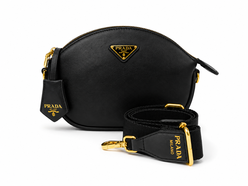 PRADA - Black Leather Cross Body Bag