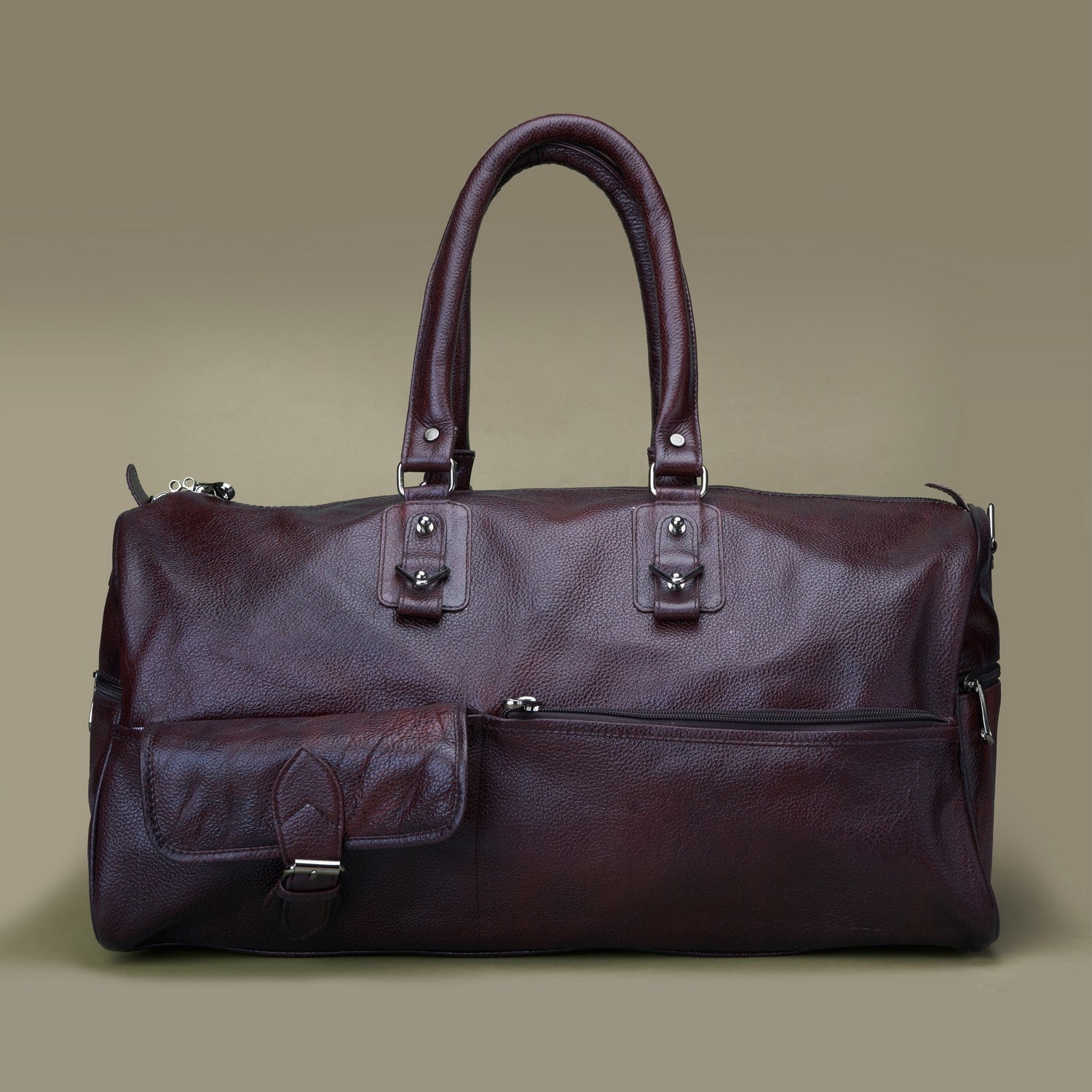 Berry Genuine Leather Trolley Duffle CarryAll Bag
