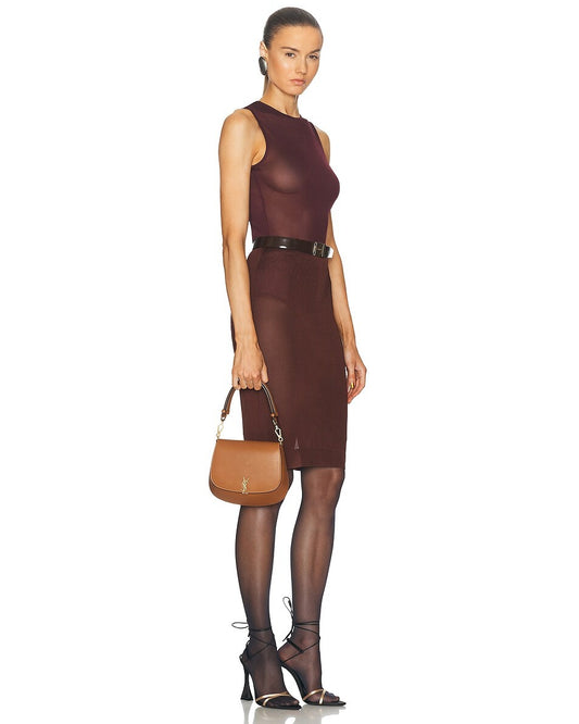 YSL Voltaire Leather Shoulder Bag With OG Box & Dust Bag ( Brown )